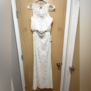 White lace maxi two piece set